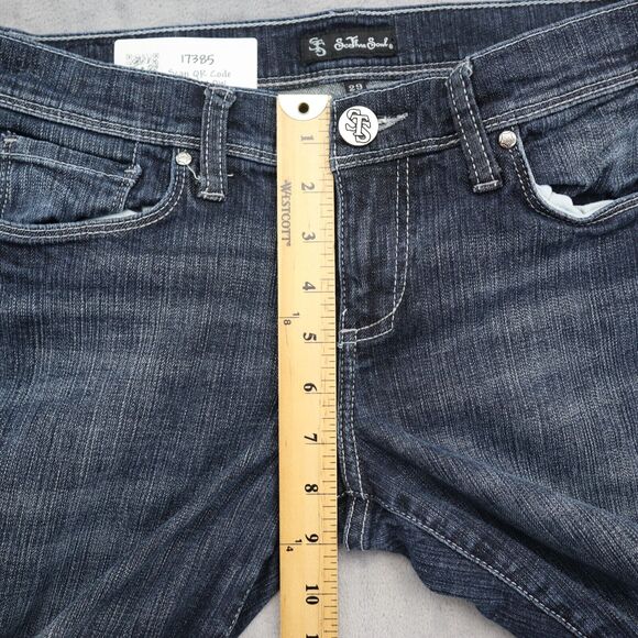 See Thru Soul Pants Womens 29 Blue Denim Flat Front Mid Rise Skinny Jeans - Picture 4 of 16